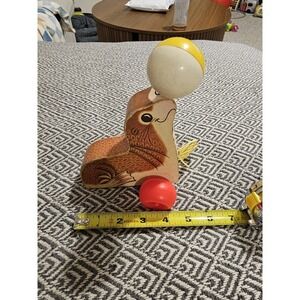 Vintage 1968 Fisher Price #694 Susie The Sea Lion With Ball, Pull Toy